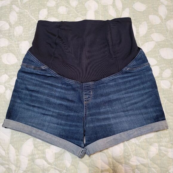 Maternity Blue Jean Shorts - Picture 1 of 7